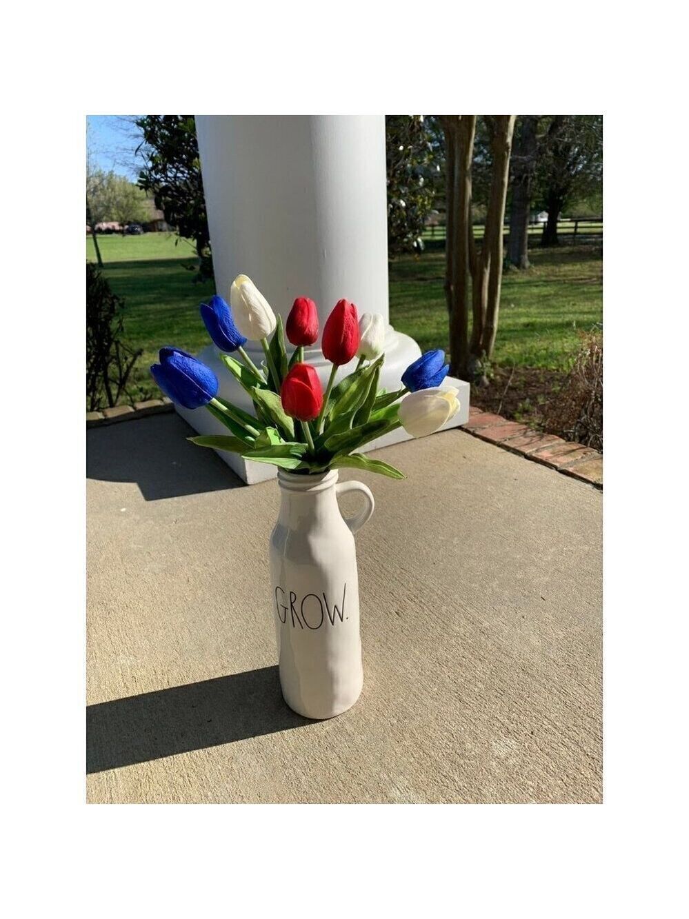 Patriotic Tulips Flowers Floral Faux Fake Red White Blue Lot America Farmhouse